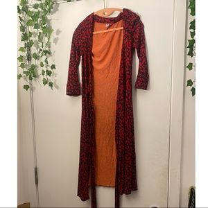 Diane von Furstenberg Red Lip Patterned Long Sleeve Silk Wrap Dress